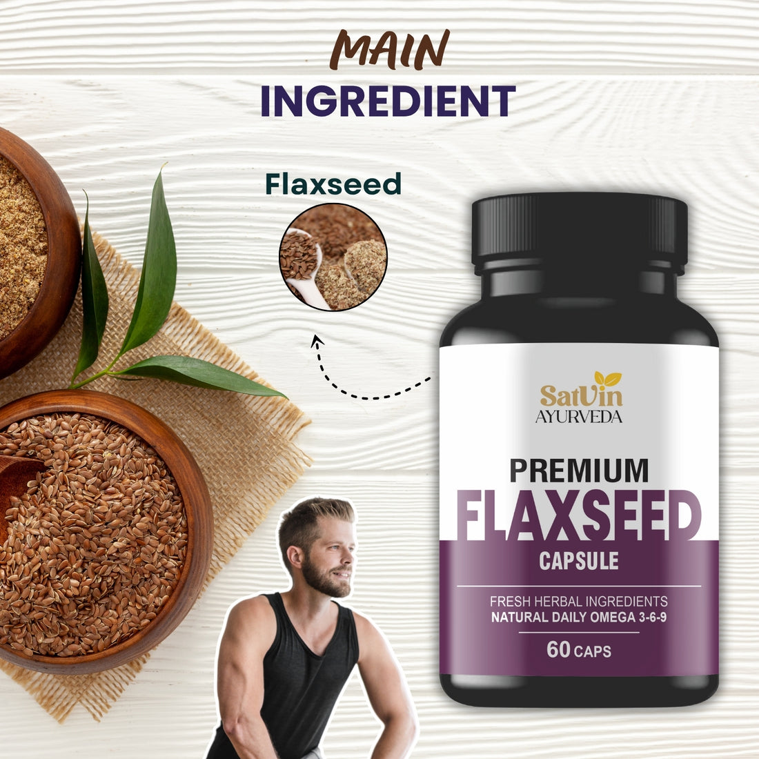 Satvin Ayurveda Premium Flaxseed Oil Capsules
