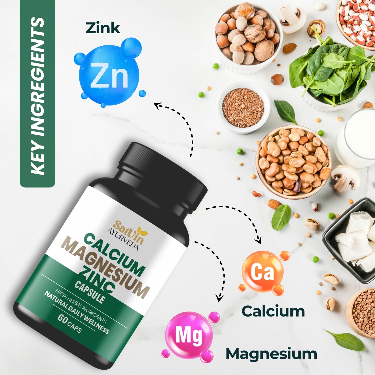 Satvin Ayurveda Calcium Magnesium Zinc Capsules
