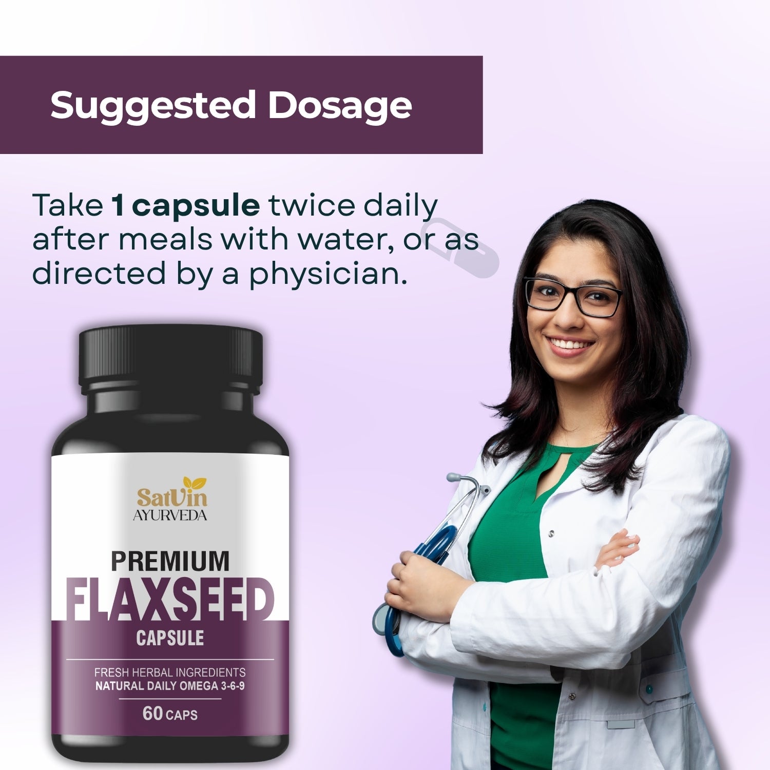 Satvin Ayurveda Premium Flaxseed Oil Capsules