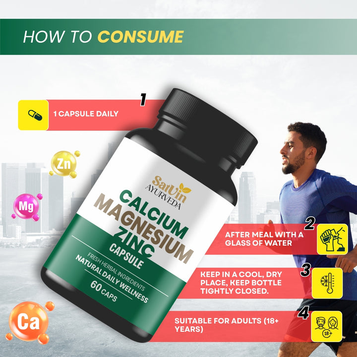 Satvin Ayurveda Calcium Magnesium Zinc Capsules