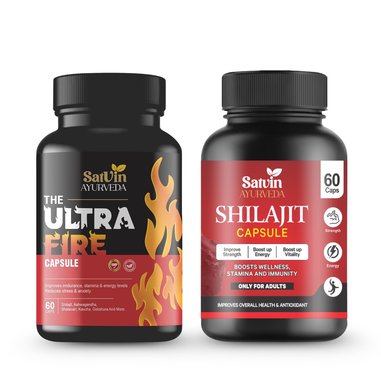 Satvin Ayurveda The Ultra Fire Capsules & Ultra Fire Oil For Men