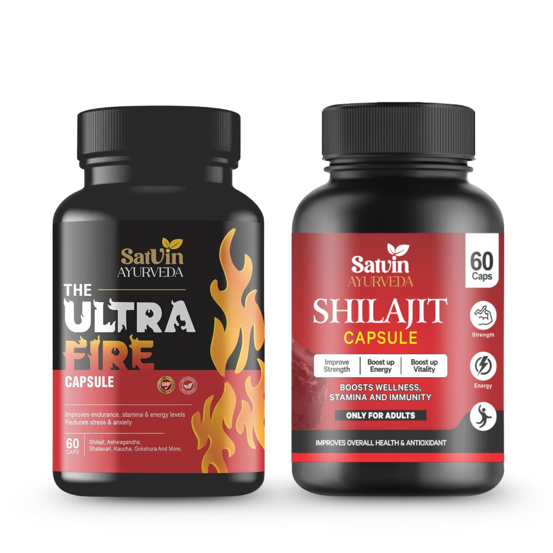 Satvin Ayurveda The Ultra Fire Capsules & Ultra Fire Oil For Men