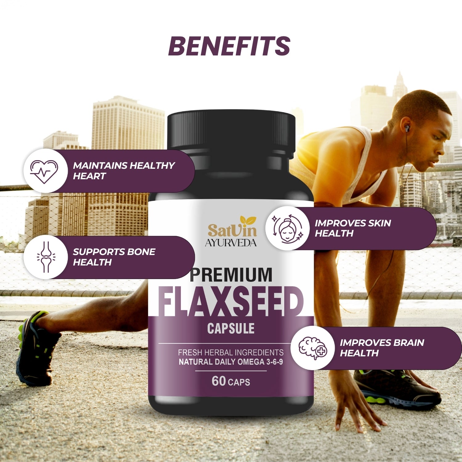 Satvin Ayurveda Premium Flaxseed Oil Capsules
